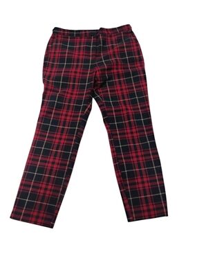 Zara Red and Black Plaid Chinos SZ L